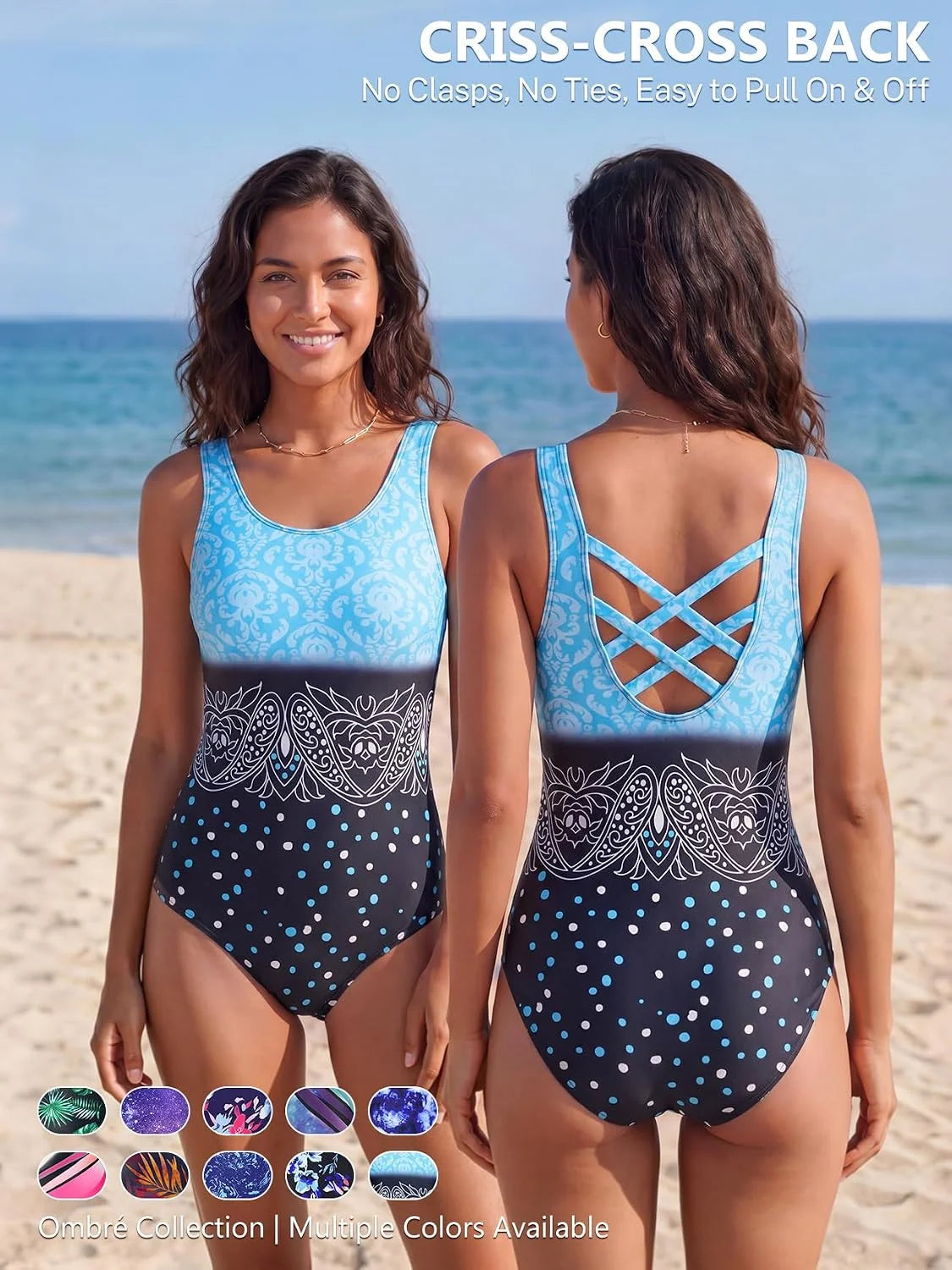American Trends Athletic One Piece Swimsuits for Women Modest Full Coverage