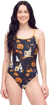 Sporti Girls' & Women's Athletic Thin Strap Lycra Printed One-Piece Suit
