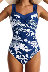 One Piece Swimsuit for Women Tummy Control Wide Straps Bathing Suits Full Coverage Swim Suit Color Block Swimwear