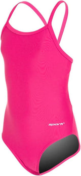 Sporti Girls' Athletic Thin Strap One-Piece Swimsuit, Abstract Printed Suit