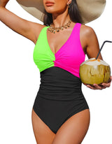 Women's Tummy Control One Piece Swimsuit Push Up Full Coverage Bathing Suit