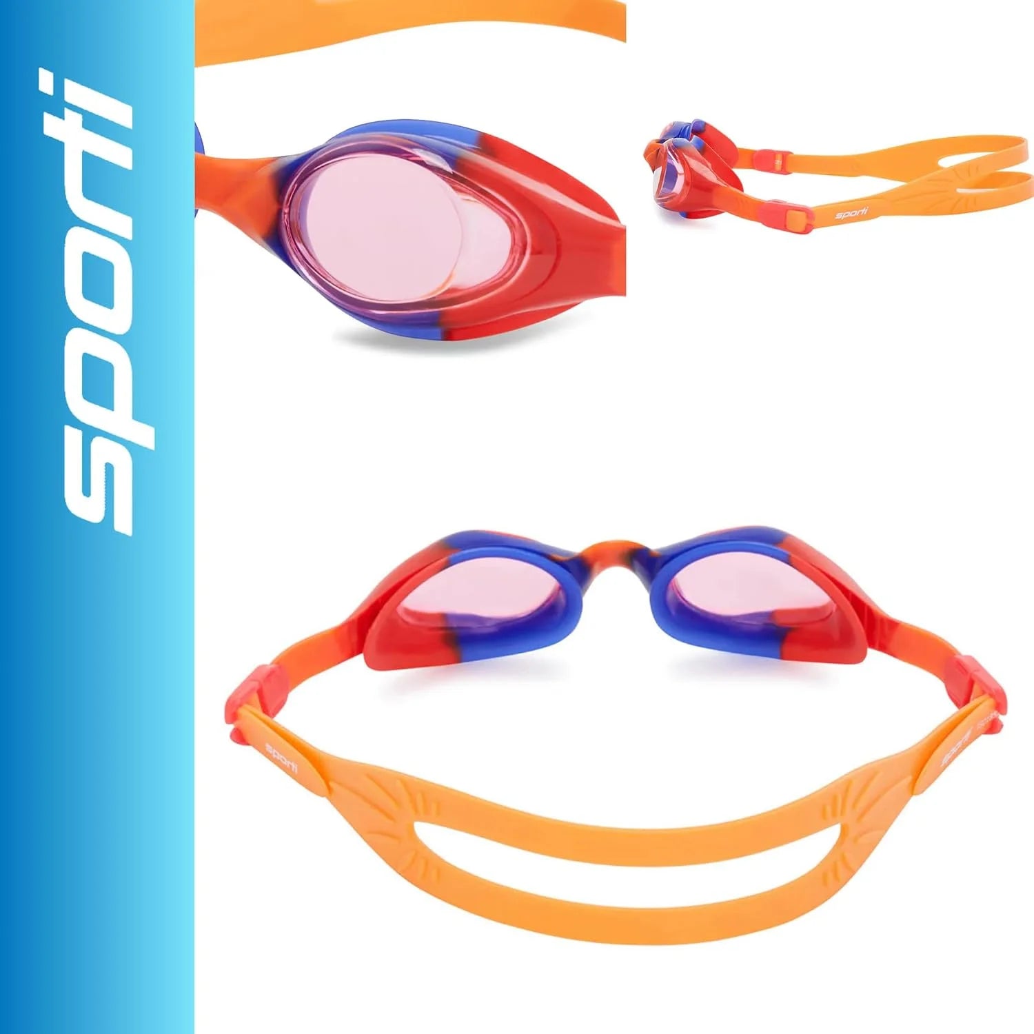 Sporti Unisex-Adult Anti-Fog Swim Goggles Max Vision for Training & Racing