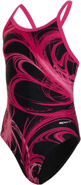 Sporti Girls' & Women's Athletic Thin Strap Lycra Printed One-Piece Suit