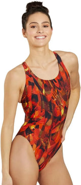 Sporti Girls' & Women's Athletic Wide Strap Abstract Print One-Piece Suit