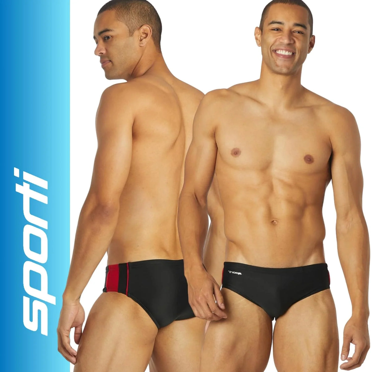 Sporti Men's Athletic Swim Brief Swimsuit, Printed Colors & Solid Swimwear